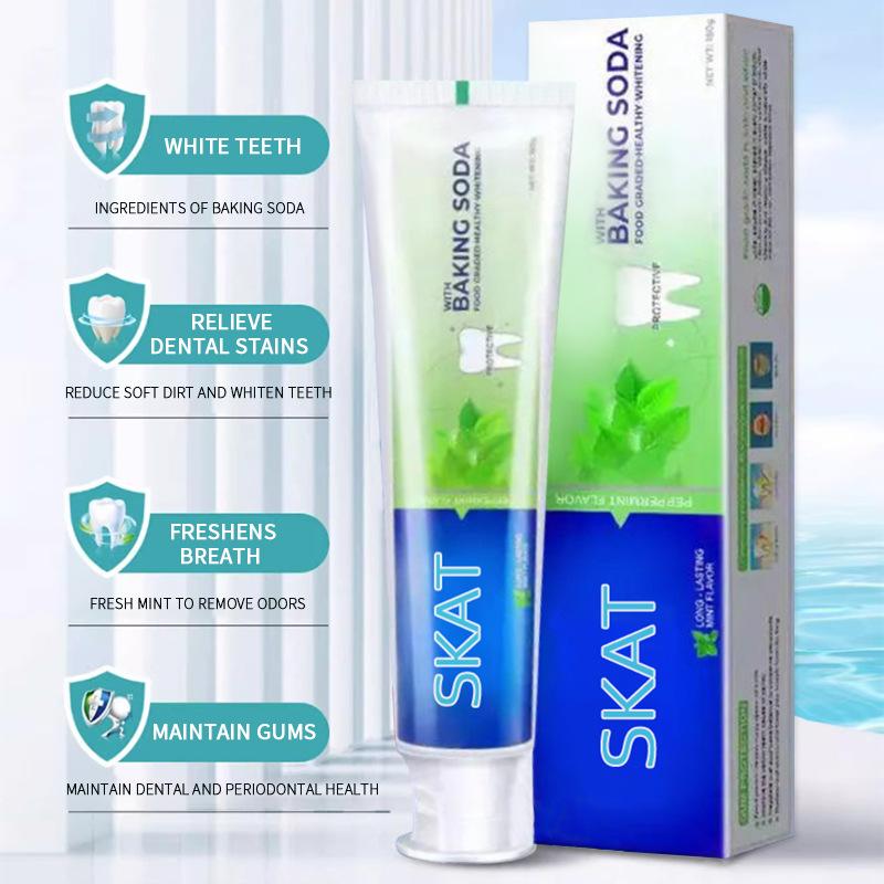 5Pcs 180g SKAT Toothpaste Japan Tech Healthy Whitening Peppermint Food Graded Cleaning Gum Protection with BAKING SODA Oral
