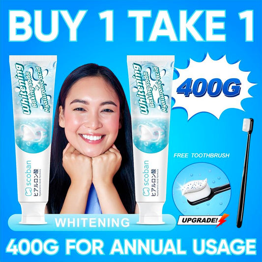 [Upgraded Version] Japanese Hyaluronic Acid Dual-Effect Whitening Toothpaste 200g- Scoban Freshens Breath Reduces Plaque Fights Bad Breath Oral Care for Family